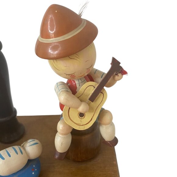 Vintage Nursery Plastics Wooden Figurine Table Lamp Kids Cat Musical Animated - Picture 7 of 11
